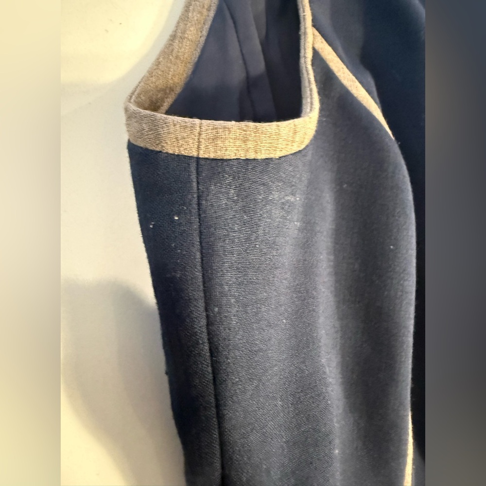 Tory Burch Elegant Navy Blue Sleeveless Sheath Dress‎ Beige Trim Detail Size 6 - Picture 9 of 10